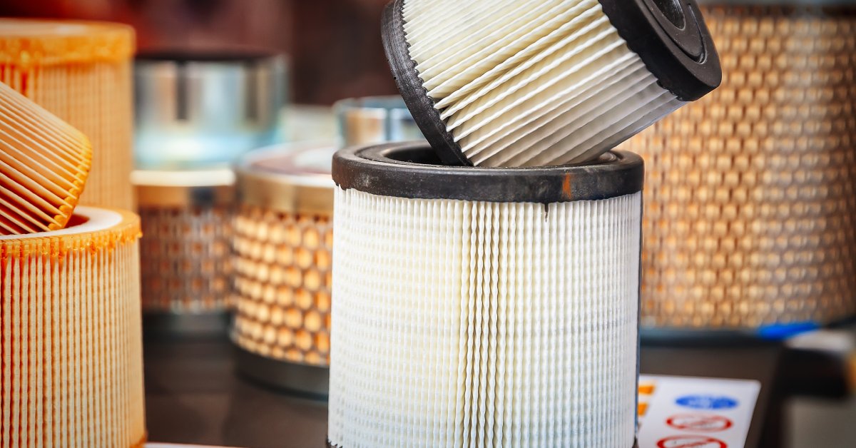 Various different types of filters are used in hydraulic systems. Some filters are white in color and others are orange.