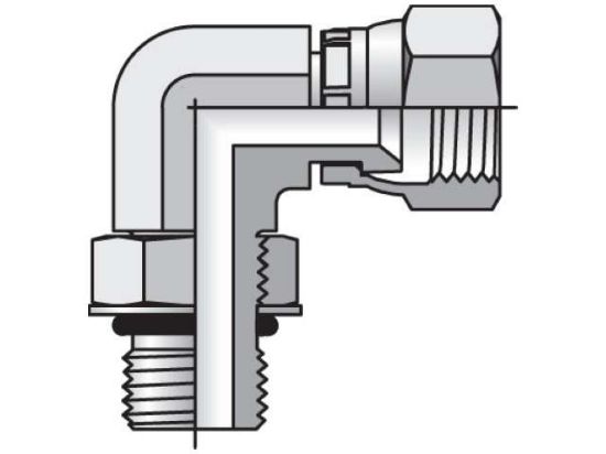 Picture of 8 AOEX6-S FKM - Triple-Lok 37° 90° Elbow AOEX6