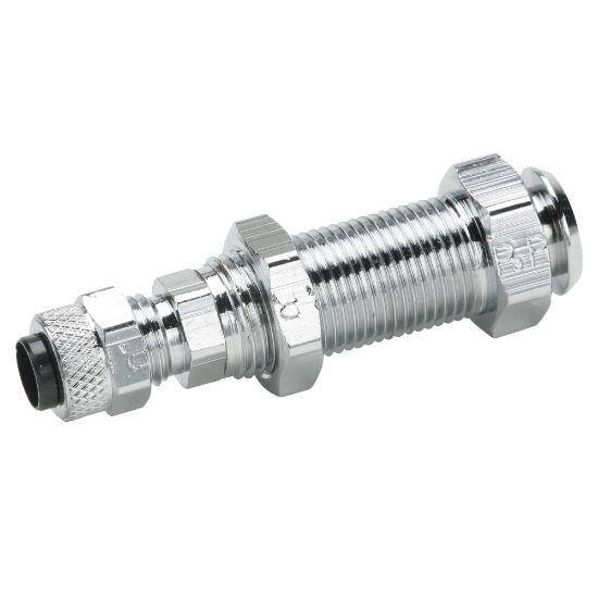 Picture of 392P-4-4 - Chrome plated brass couplers for thermoplastic and soft metal tubing, Poly-tite