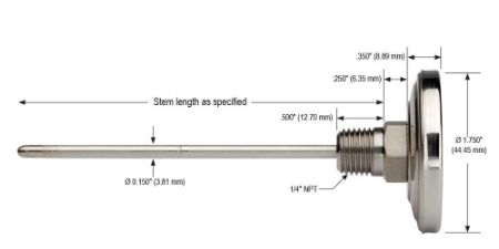 Picture for category 100 Series Industrial Type Bimetal Thermometers